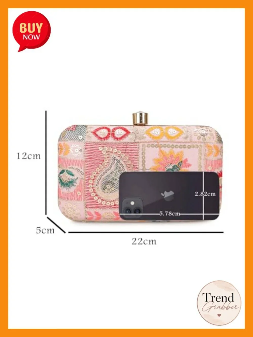 Hand Crafted Designer Box Clutch Zari Embroidery Evening Bag